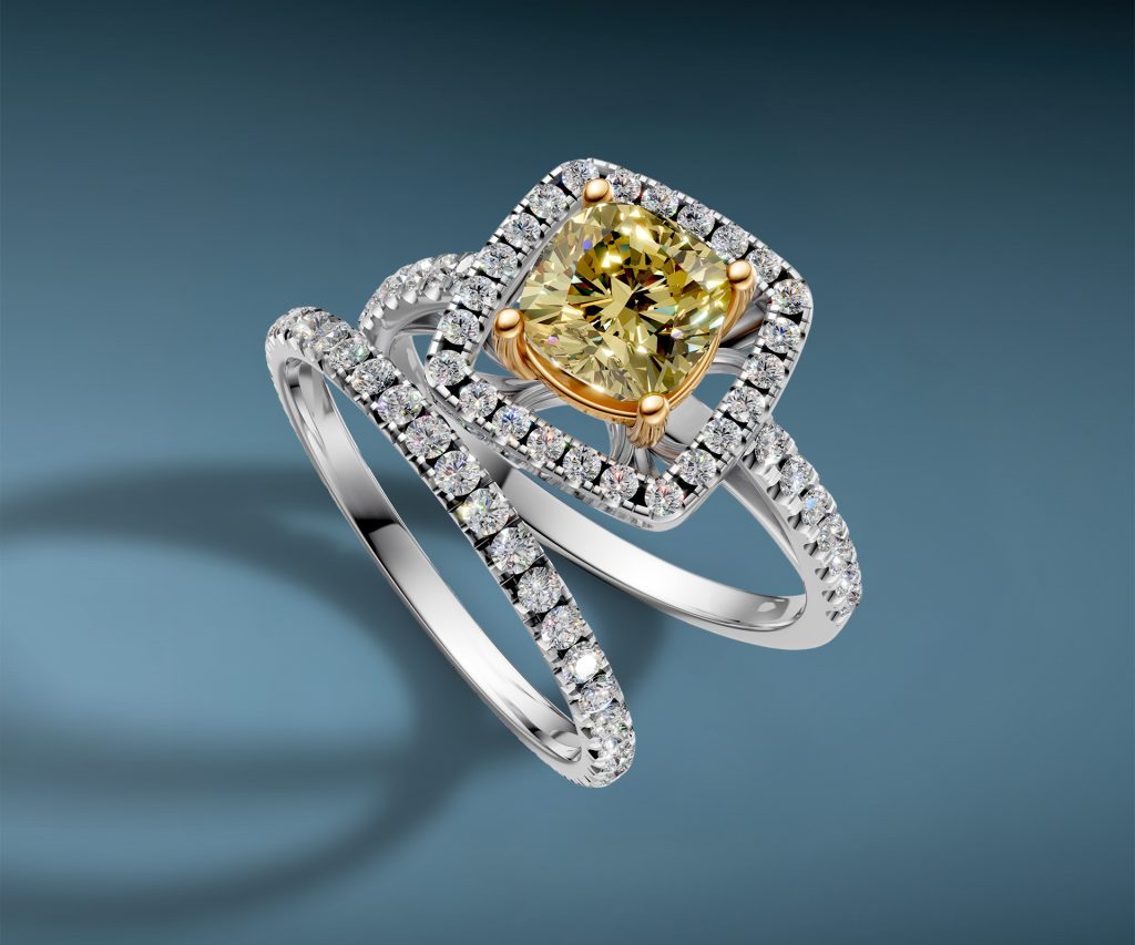 Inele cu diamante translucide si diamant fancy STIL Diamonds 1