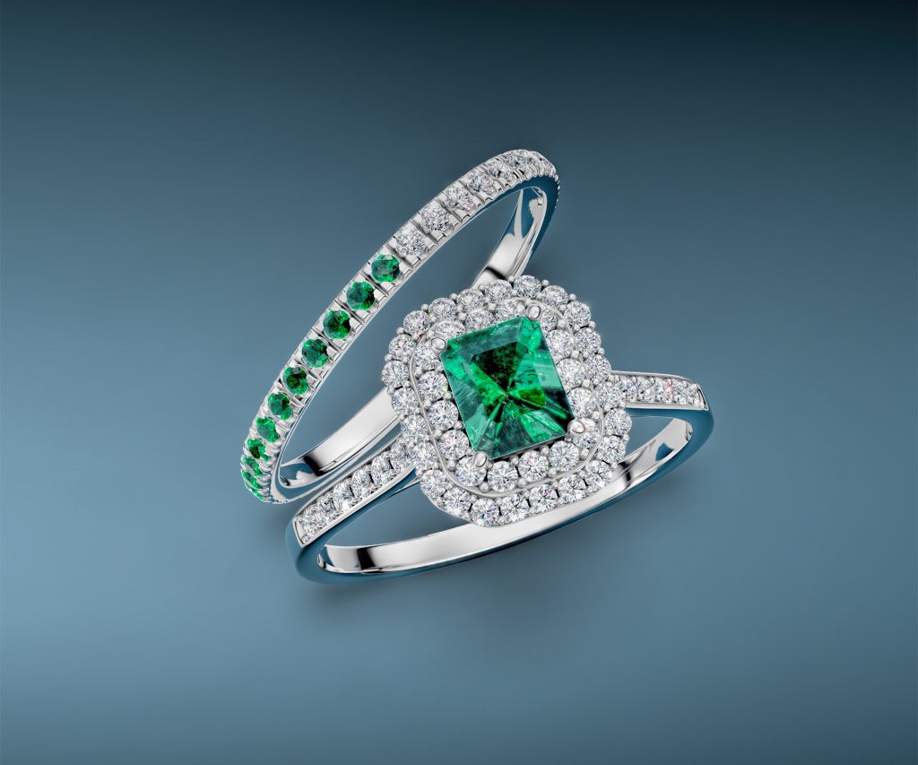 inele cu diamante si smaralde naturale STIL Diamonds